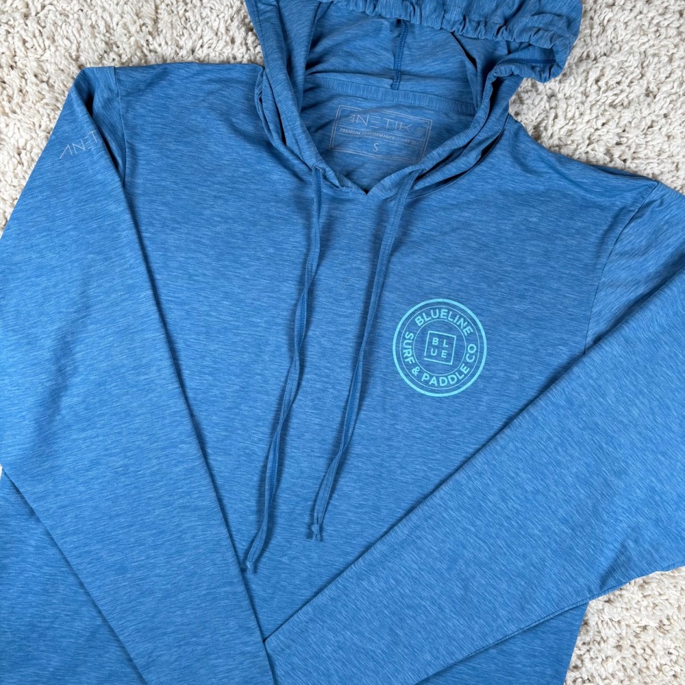 Anetik Performance Sun Hoodie Mens Small S Blue Blueline Surf Paddle Co UPF30